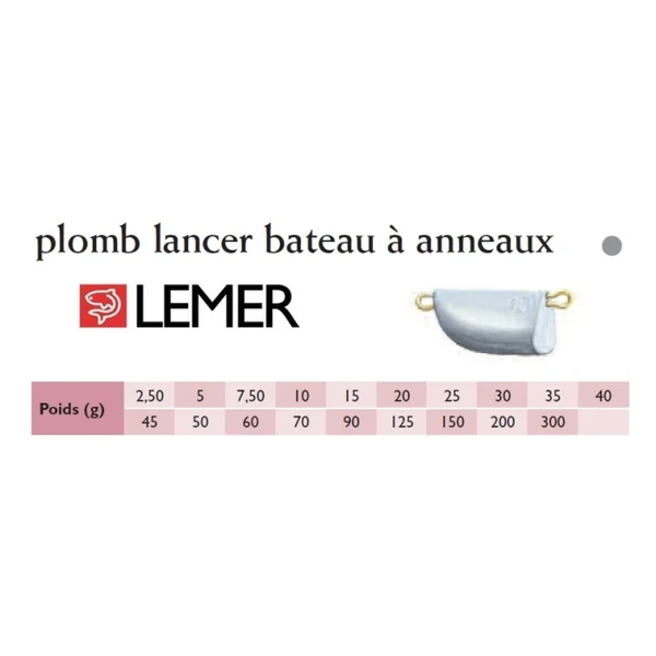 Plombs lancer bateau à anneau sachet de 2 en 40 gr