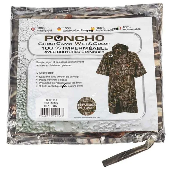 Poncho Homme Percussion Renfort Ghost Camo Wet & Colors