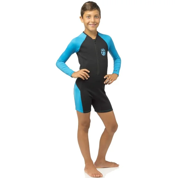 Shorty de Natation enfant Cressi Little Shark L.S - 2 mm - Black/Blue