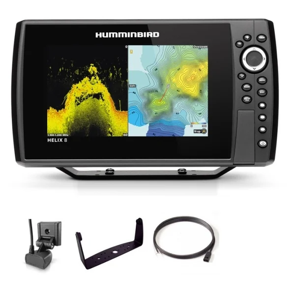 Sondeur GPS Humminbird Hélix 8 G4N CHIRP MEGA DI + Sonde 140/240/1075/1150 KHz