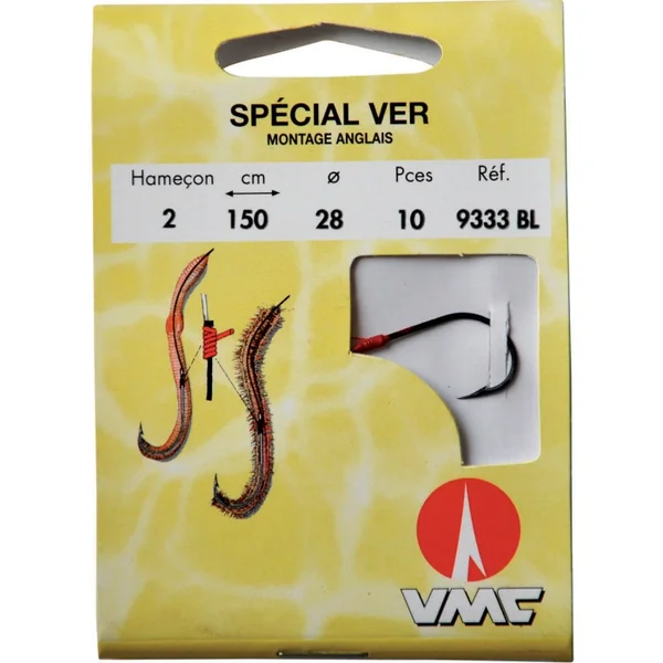 Spécial ver montage anglais 9333 BL 150 cm Hameçons N°8 sur Nylon 20/100