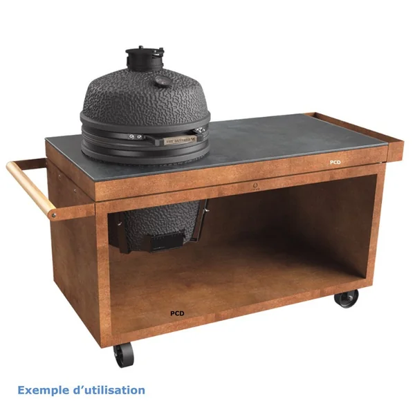 Table Corten 150 Pro+ Céramique Gris Anthracite Ofyr Pour Kamado
