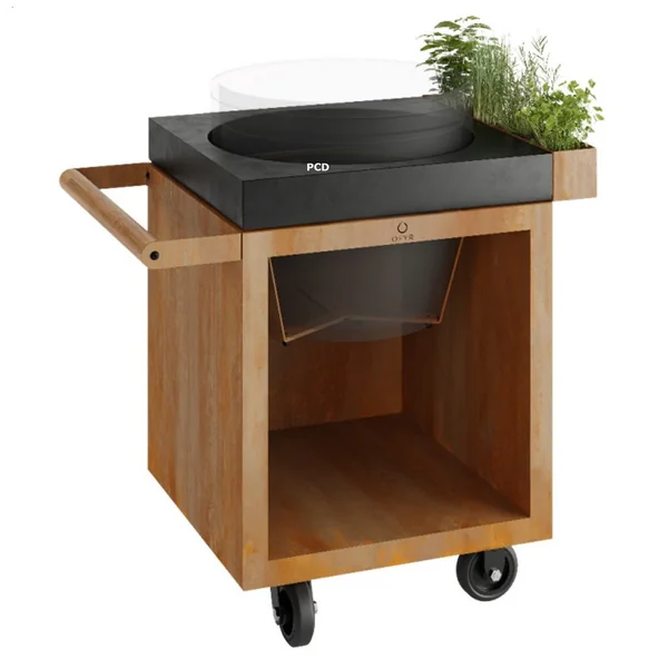 Table Corten 65 Pro Béton Ofyr Pour Kamado Big Green Egg