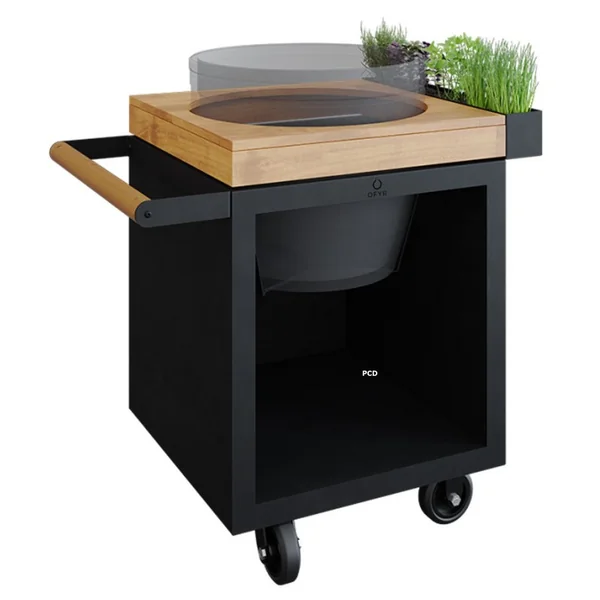 Table Noire 65 Pro Bois De Teck Ofyr Pour Kamado Big Green Egg