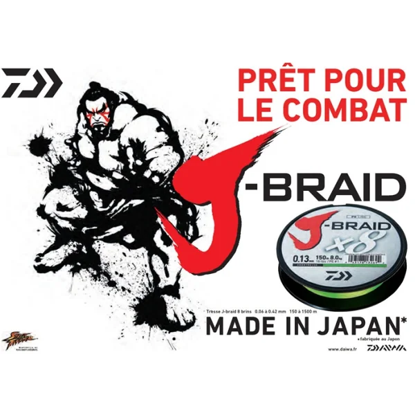 Tresse Daiwa J Braid 8 brins 1500 m Multicolore