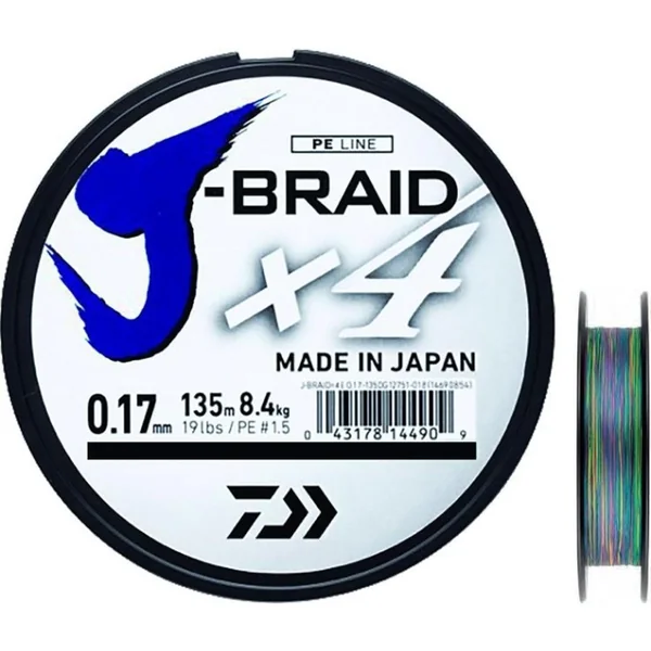 Tresse Daiwa J Braid X 4 brins Multicolore | 150M