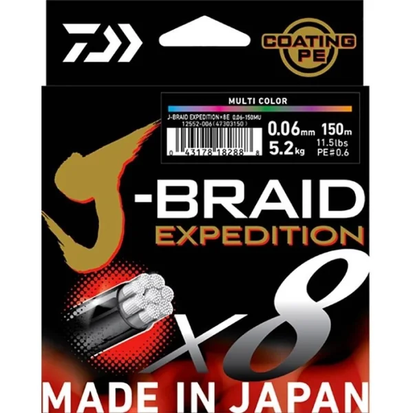 Tresse Daiwa J-Braid Expedition X 8 Multicolore - 300 M