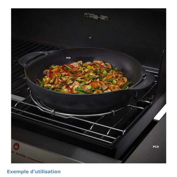 Wok En Fonte D'Acier Et Panier Vapeur Pour Gourmet BBQ System Weber
